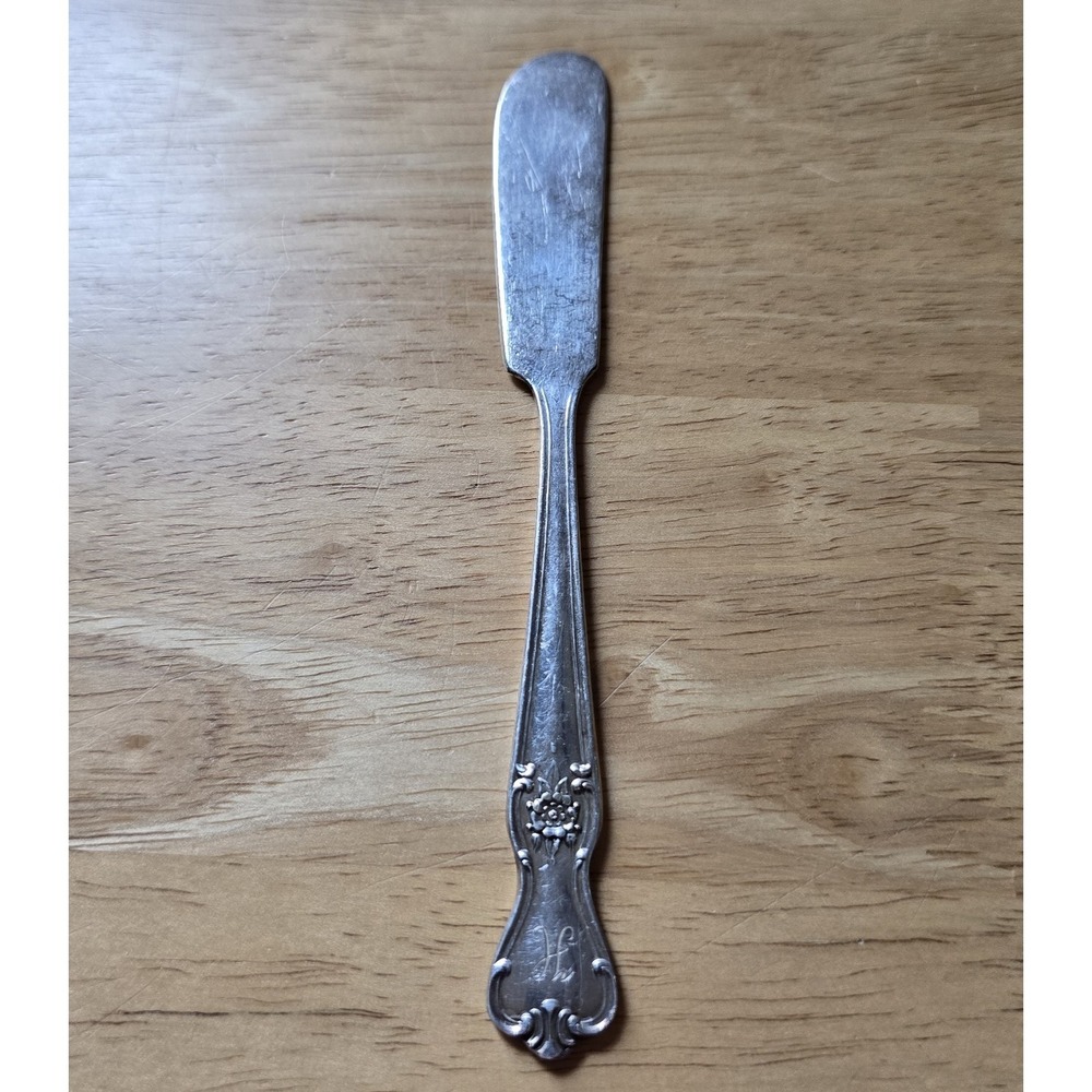 Old Company Plate Signature 1950 6" Silverplate Butter Spreader Knife Monogram H